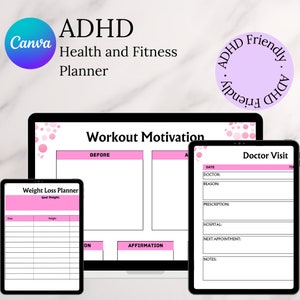 ADHD Health & Fitness Planner - Daily Workouts, Gym, Weight Loss, Motivation, Doctor Visits, Organize Your Wellness Journey Today