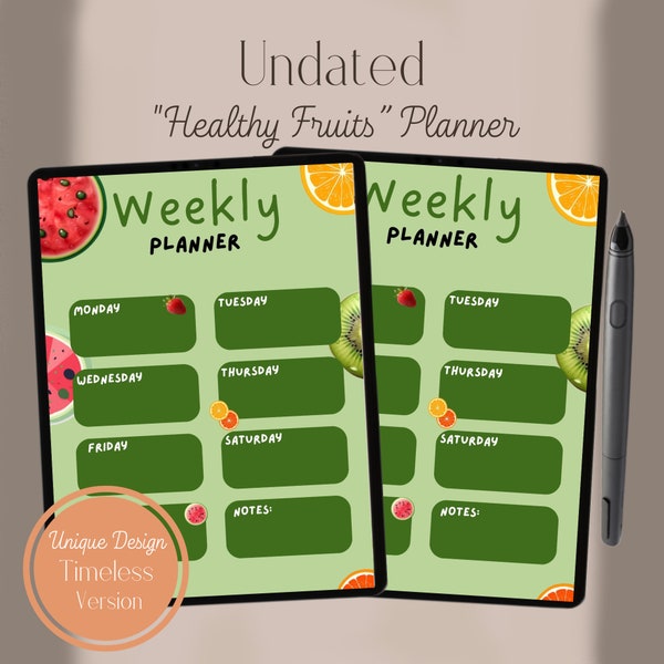 Fruits Weekly Planner, Stay Organized and Chic, Themed Weekly Organizer, Fresh and Stylish Design, Perfect for Fruit Lovers