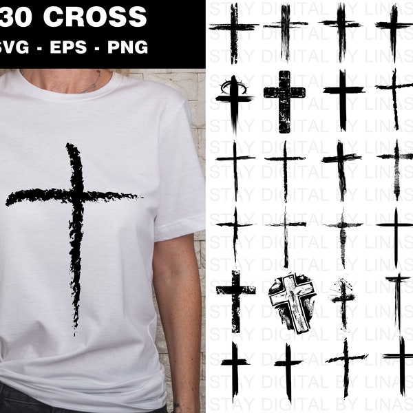 Distressed Cross, Rugged Crosses, Old Crosses  - digital files - svg, png, eps.