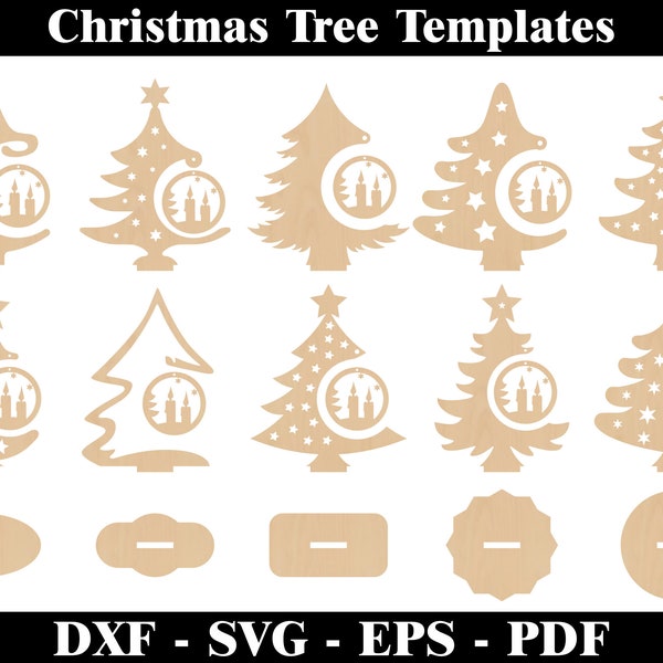 Choinka plik DXF do cięcia laserowego Choinka SVG Choinka SVG cricut Dekoracja świąteczna wycinana laserowo - DXF, SVG, PDF, EPS.