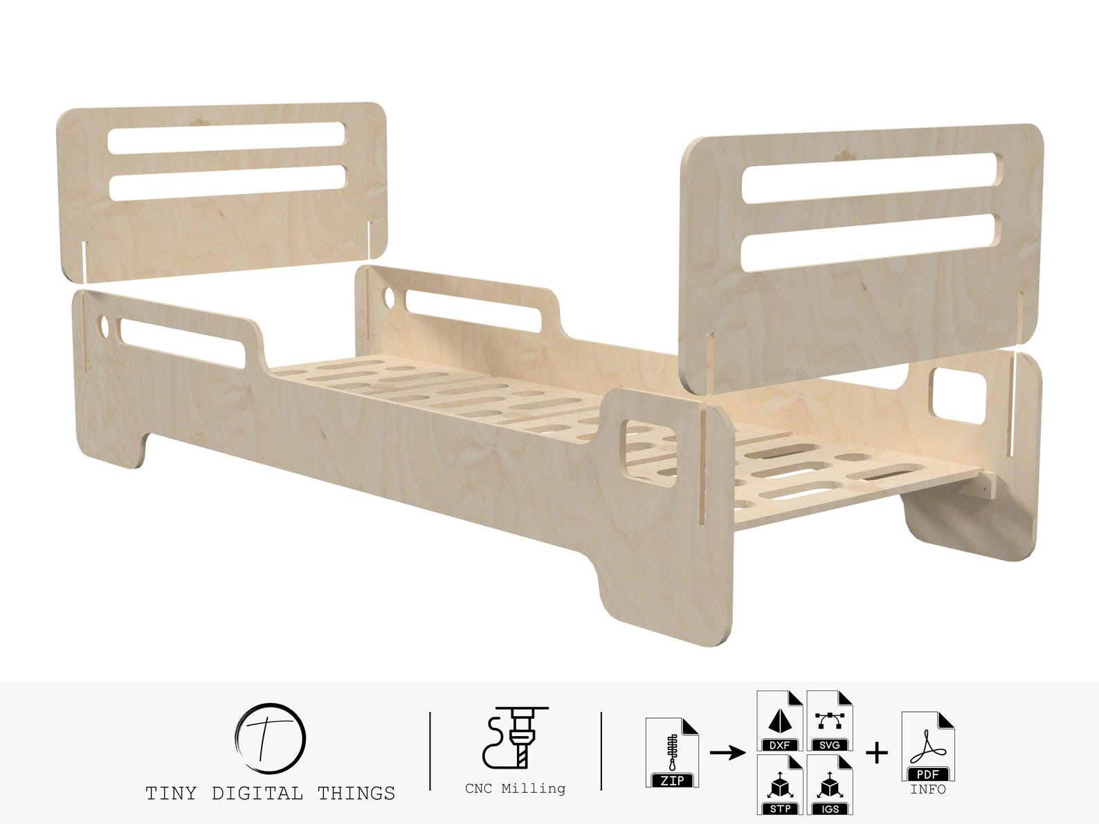 Loop Bed File Design Wood Bed CNC Cut Files | Plywood Bed | Children's Bed | Kids Bed ...