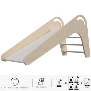 Montessori Wooden Slide CNC Cut File | Toddler Slide | Montessori Indoor Slide digital files igs stl stp dxf