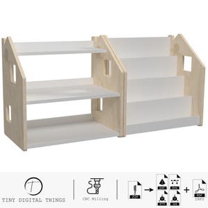 Montessori Bookshelf CNC Cut Files | Montessori Bookcase | Montessori Furniture | Playroom Space Organizer digital files dxf svg stp igs