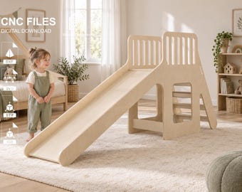 Montessori Wooden Slide CNC Cut File | Toddler Slide | Montessori Indoor Slide digital files igs stl stp dxf