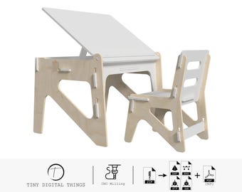 Montessori Table and Chair | Montessori Kids Table and Chair | Toddler Furniture | Toddler Table Set digital files dxf svg stp igs