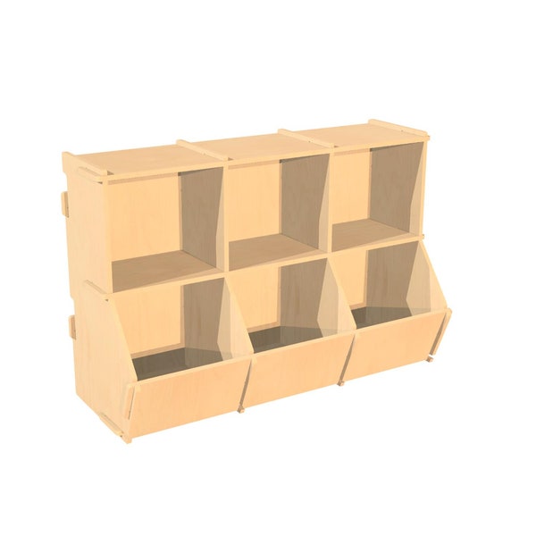 Étagère à livres pour enfants, étagère de rangement pour jouets Montessori, meubles Montessori, étagère ouverte pour enfants - fichiers numériques pour découpe CNC - igs, stl, stp, dxf