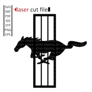 Ford Mustang Logo - digital files for Laser Cutting - igs, stl, stp, dxf, svg, pdf, png, eps.