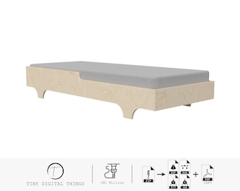 Wood Bed CNC Cut Files | Plywood Bed | Children's bed | Kids bed | Children's furniture | Montessori bed | Bed digital files dxf svg stp igs
