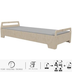 Wood Bed CNC Cut Files | Plywood Bed | Children&#39;s bed | Kids bed | Children&#39;s furniture | Montessori bed | Bed digital files dxf svg stp igs