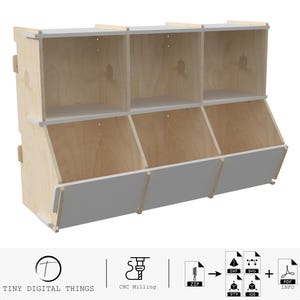 Montessori Bookshelf CNC Cut Files | Montessori Bookcase | Montessori Toy Storage | Montessori Furniture digital files dxf svg stp igs
