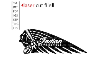Indian Motorcycle Logo - digital files for Laser Cutting - igs, stl, stp, dxf, svg, pdf, png, eps.