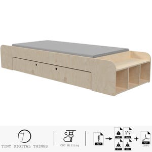 Wood Bed CNC Cut Files | Plywood Bed | Children's bed | Kids bed | Children's furniture | Montessori bed | Bed digital files dxf svg stp igs