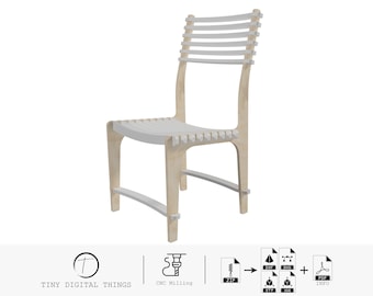 Archivo de corte CNC para silla / Silla de madera / Silla dxf / Archivos digitales para silla de comedor dxf, svg, stp, igs