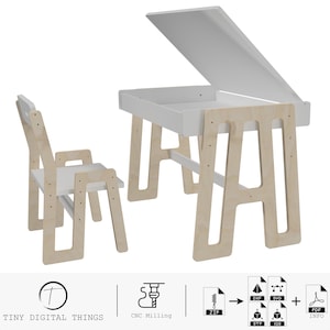Adjustable Table and Chair for Kids | Adjustable Table | Toddler Table | Growing Chair | Montessori Table and Chair digital files dxf svg