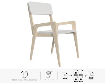 Archivo de corte CNC para silla / Silla de madera / Silla dxf / Archivos digitales para silla de comedor dxf, svg, stp, igs