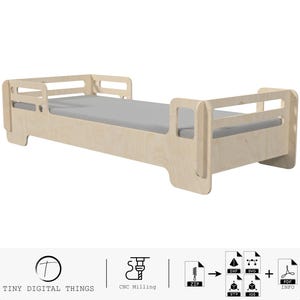 Wood Bed CNC Cut Files | Plywood Bed | Children's bed | Kids bed | Children's furniture | Montessori bed | Bed digital files dxf svg stp igs