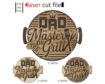 BBQ SVG DXF files for Laser cut, Dad Master of The Grill laser cutting, Master of the Grill laser cut