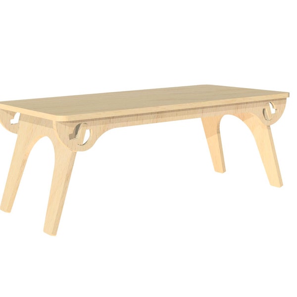 Table de lit pliante, table pliante pour ordinateur portable - fichiers numériques pour découpe CNC - igs, stl, stp, dxf