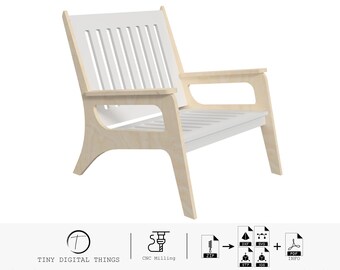 Wooden Lounge Chair CNC Cut Files | Lounge Chair | Lounge Chair DXF | Modern Lounge Chair digital files dxf svg stp igs