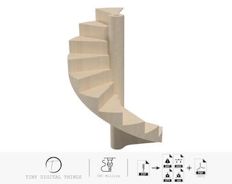 Wooden Spiral Staircase CNC Cut Files | Spiral Stairs | Modern Stairs | Round Staircase | Staircase digital files dxf svg stp igs