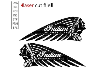Indian Motorcycle Logo - digital files for Laser Cutting - igs, stl, stp, dxf, svg, pdf, png, eps.