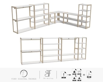 Montessori Toy Storage CNC Cut Files | Clothing Rack  | Playroom Space Organizer | Wooden Wardrobe | Toy Organizer digital files dxf svg stp