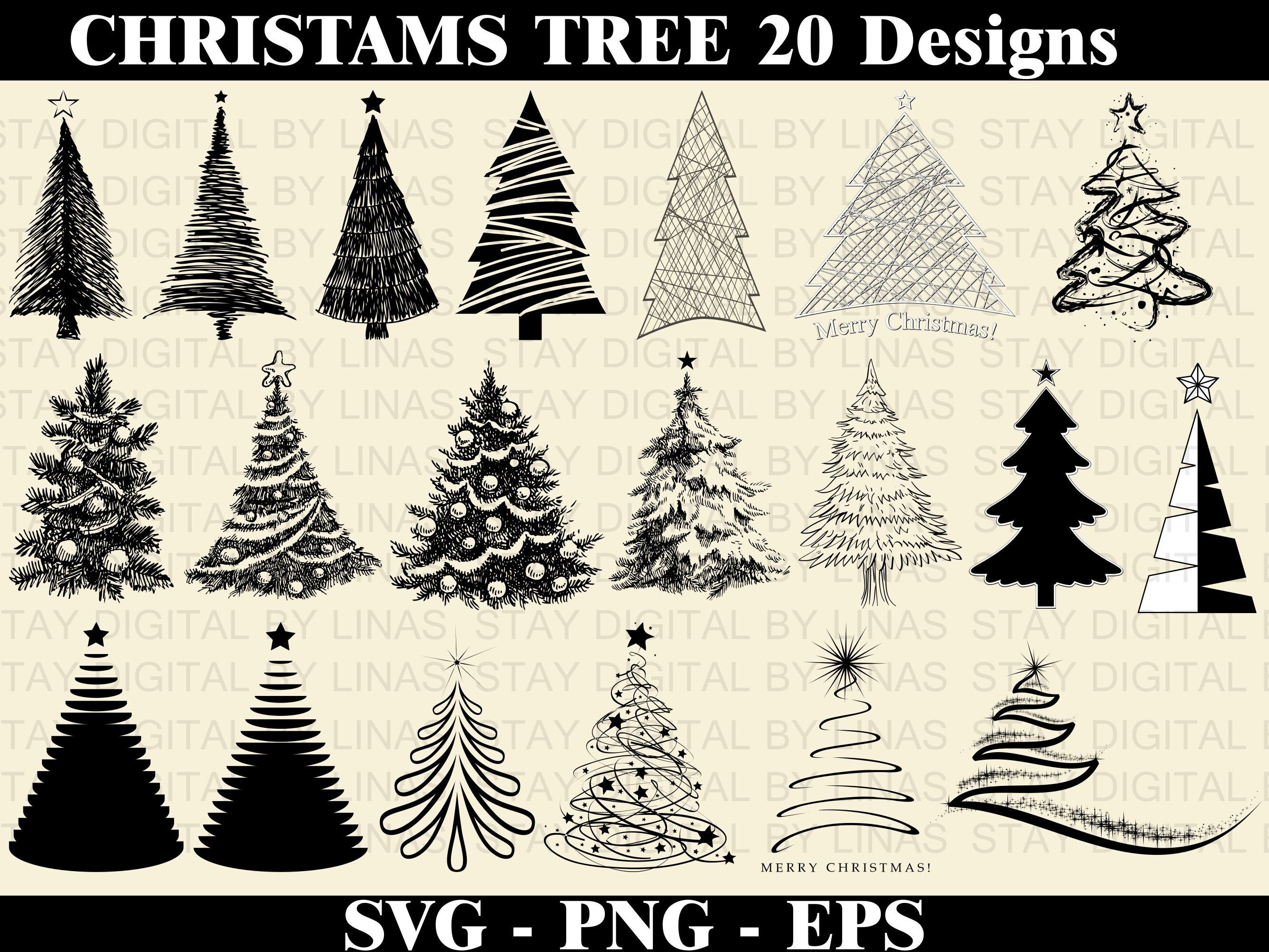 Christmas Tree SVG Vector Files for Cricut Silhouette - Etsy