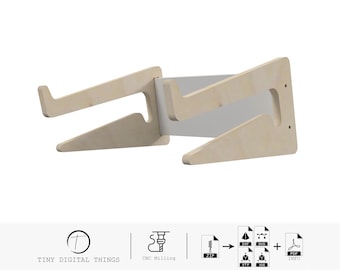 Laptop-Ständer für Schreibtisch CNC-Schnittdateien | Laptop Halter | Laptopständer aus Holz | Notizbuch-Ständer digitale Dateien DXF svg stp igs