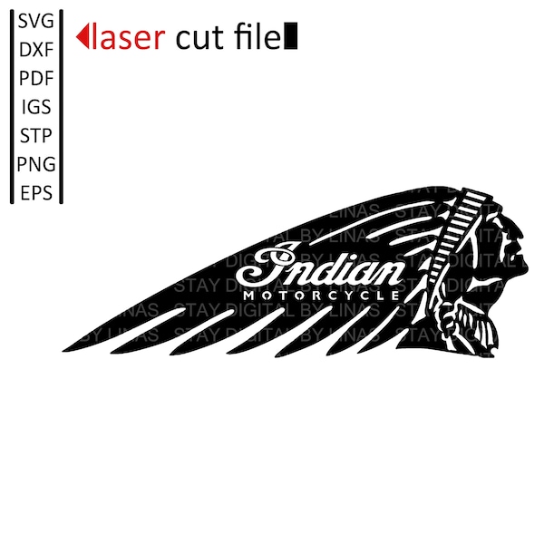 Indian Motorcycle Logo - digital files for Laser Cutting - igs, stl, stp, dxf, svg, pdf, png, eps.