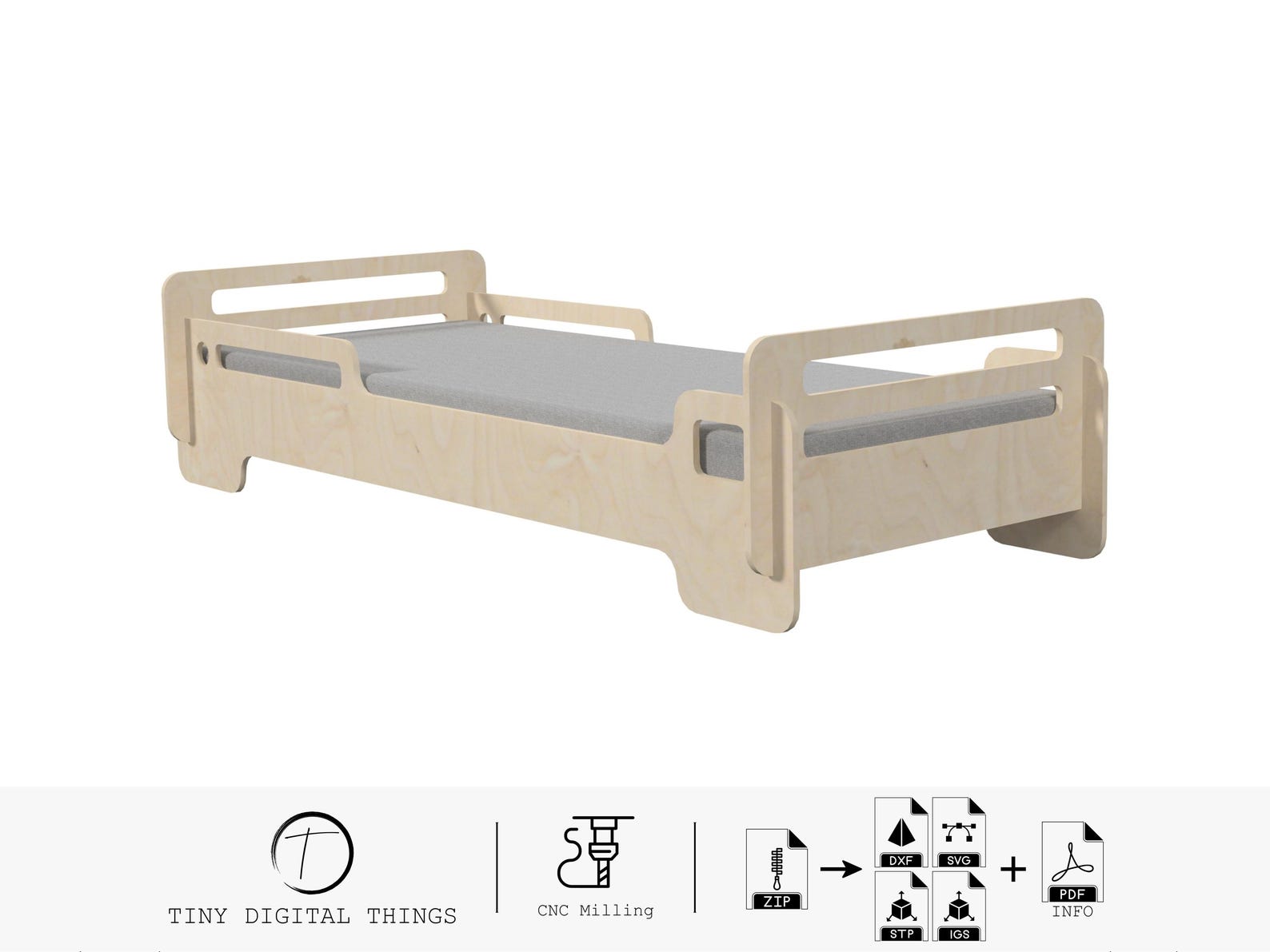 Loop Bed File Design Wood Bed CNC Cut Files | Plywood Bed | Children's Bed | Kids Bed ...