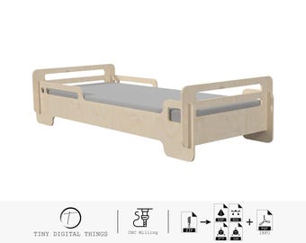 Wood Bed CNC Cut Files | Plywood Bed | Children's bed | Kids bed | Children's furniture | Montessori bed | Bed digital files dxf svg stp igs