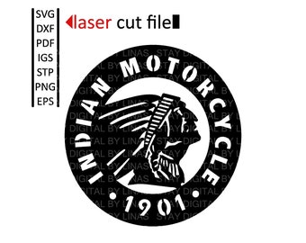 Indian Motorcycle Logo - digital files for Laser Cutting - igs, stl, stp, dxf, svg, png, eps.
