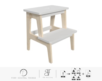 Step stool CNC Cut Files | Toddler Step Stool | Step Stool for Kids | Step Stool for Adults digital files for CNC Cutting - igs stl stp dxf