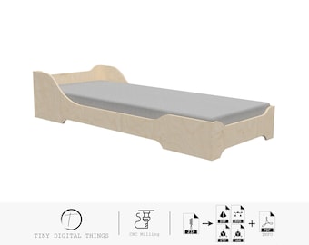 Wood Bed CNC Cut Files | Plywood Bed | Children's bed | Kids bed | Children's furniture | Montessori bed | Bed digital files dxf svg stp igs