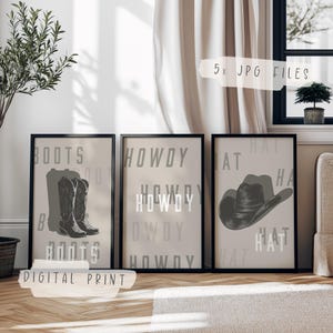 Cowboy Wall Art Set of 3 | Minimalist Southern Wall Poster | Vintage Western Cowgirl Art | Home Decoration Print | Apartment Decor