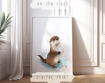 Otter Print for Nursery | Minimalistic Animal Poster | Baby Room Wall Art | Newborn Gift Wallart Decoration | Digital Download Print