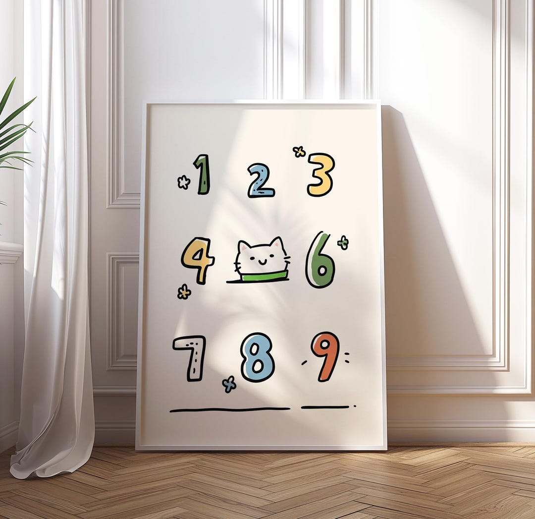 Numbers Kids Wall Art Print | Animal Playroom Posters | Toddler Wall ...