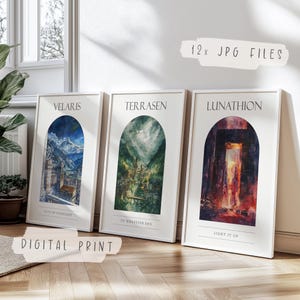 Sarah J Maas set of 3 Prints | Throne of Glass Poster | Crescent City | Acotar | Book Citation Wall Art | Bookworm Merch | DIGITAL DOWNLOAD