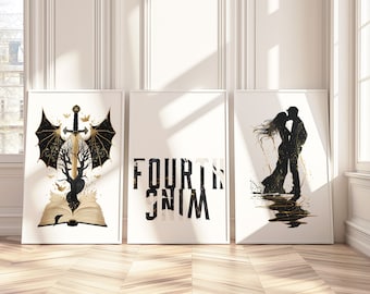 Póster de Fourth Wing (3 impresiones) | Cuadrantes de Dragon Rider | Mercancía Bookworm | Fourth Wing | Descarga digital | Varios tamaños