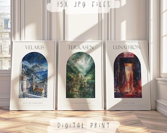 Sarah J Maas set of 3 Prints | Throne of Glass Poster | Crescent City | Acotar | Book Citation Wall Art | Bookworm Merch | DIGITAL DOWNLOAD