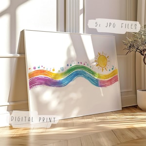 Sun Playroom Poster | Watercolor Rainbow Sun Wall Art | Boho Sun Wall Art | Nursery Sun Print | Classroom Decor Set |