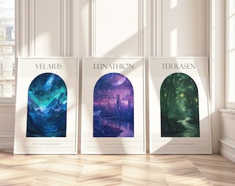 Sarah J Maas set of 3 Prints | Throne of Glass Poster | Crescent City | Acotar | Book Citation Wall Art | Bookworm Merch | DIGITAL DOWNLOAD