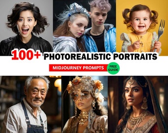 100 realistisch portret Midjourney Prompt - Ai Art - Mockup - Stock Photo - Aangepaste fotografie - Instant Digitale Download - Fotorealistisch