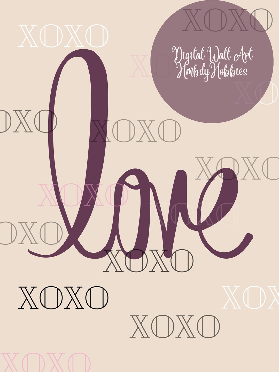 XOXO Wall Art, Love Wall Art, Printable Art, Digital Download Wall Art