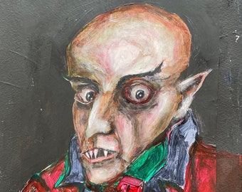 QuicoCrespo. Retrato de Nosferatu, pintura acrílica de 41x31cm