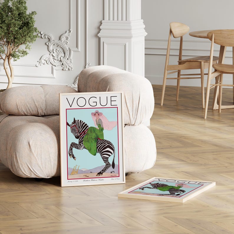 Classic Vogue poster print, perfect for dressing rooms or fashion studios.