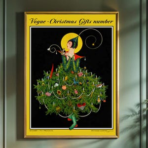 Vintage Vogue Christmas Poster | Art Deco Holiday Wall Art Digital Download