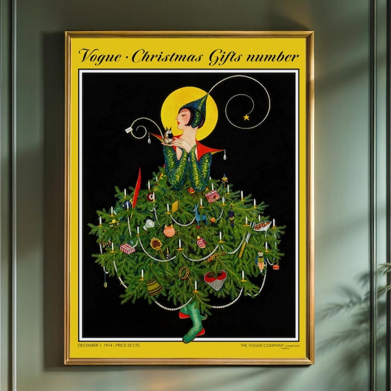 Vintage Christmas Poster | Art Deco Holiday Print Digital Download