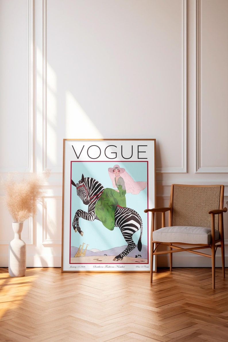 Fashion digital Vogue home decor featuring a retro magazine cover.