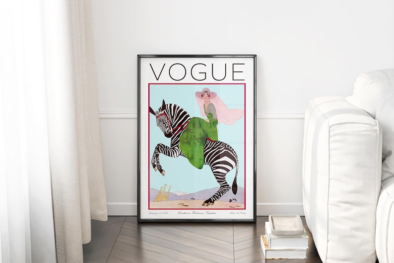 Vintage Vogue wall poster with an elegant and artistic magazine cover.